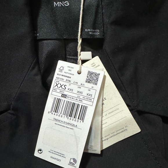 MANGO • Black Angela Trench Coat Winter Rain Jacket Work Classic - Picture 12 of 13